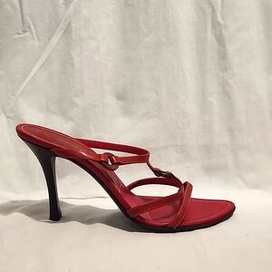 SERGIO ROSSI Red Leather High Heeled Sandals, size 40